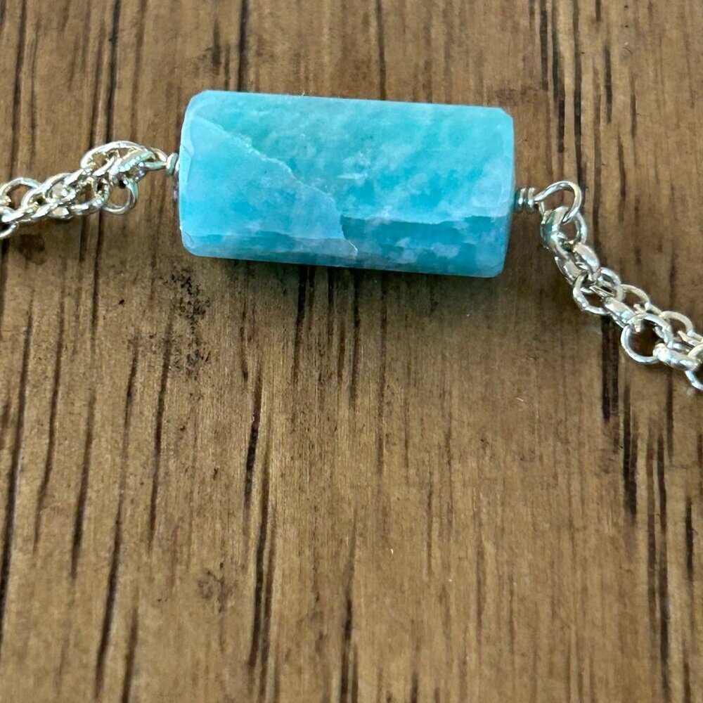 Rarities Carol Brodie Gold-Plated Silver Barrel-Cut Amazonite Bead Necklace NWT - Picture 10 of 14